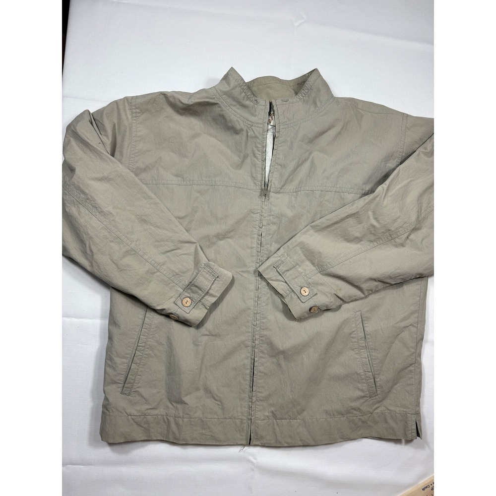 Tommy Bahama‎ Mens Jacket Full Zip Collared Beige Lightweight Casual Coat medium